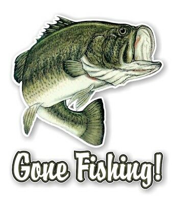 Gone Fishing Largemouth Bass Fish Decal / Sticker Die Cut