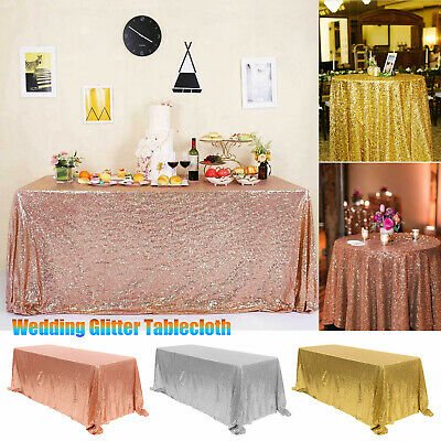 Rectangle Sequin Glitter Tablecloth Sparkly Table Cloth Cover Wedding Party Us