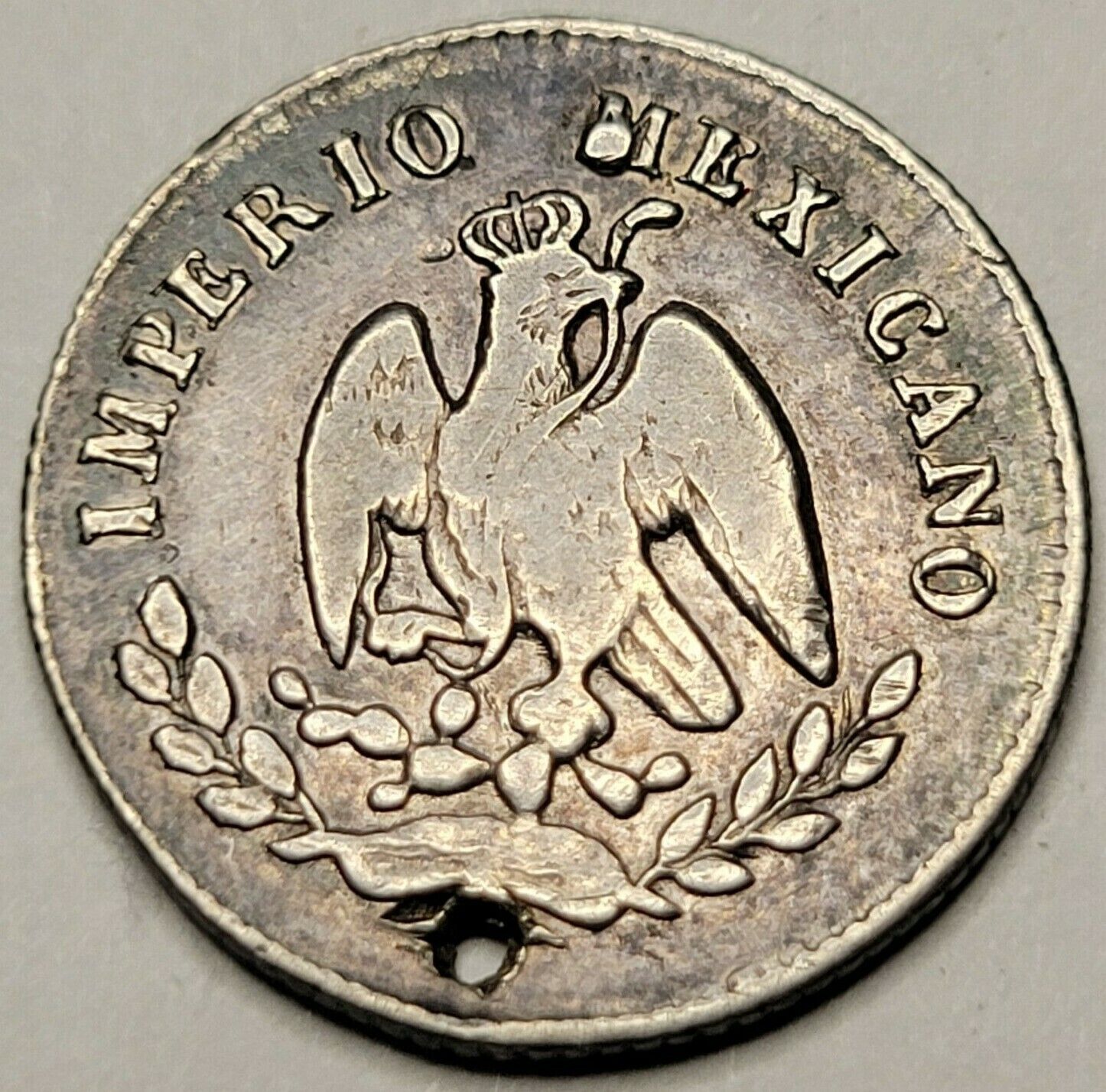 1865 Z Mexico 10 Centavos Rare Maximilian Coinage Xf Details Damaged Nice (b403)