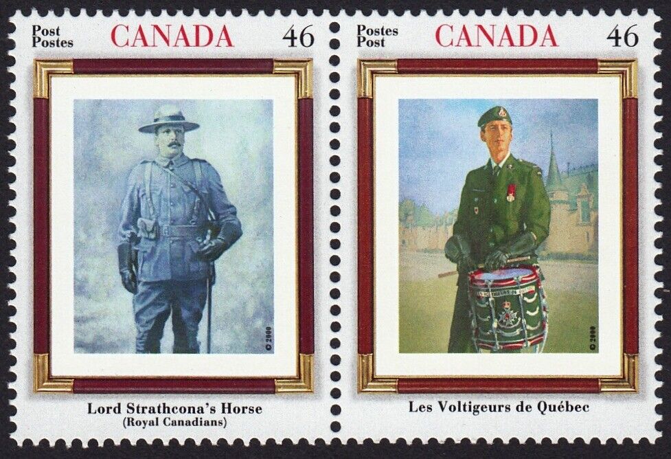 Canadian Regiments, Military Infantry = Canada 2000 #1877a Se-tenant Pair Mnh