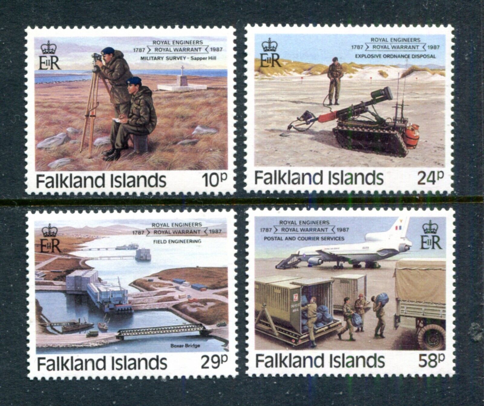 Falkland Islands 457-460, Mnh, Royal Engineers, 200th Ann. 1987.  X44369