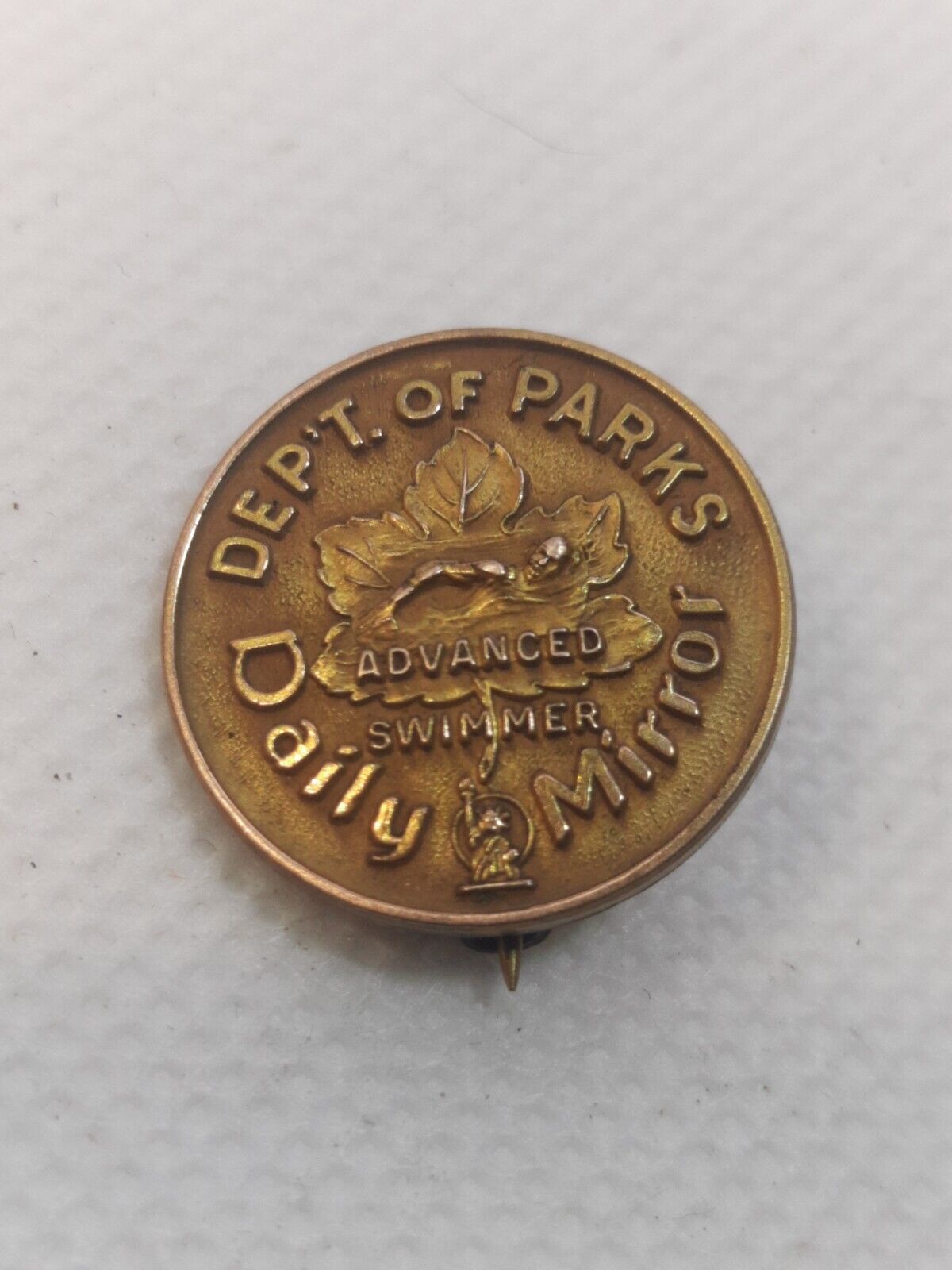 New York City Department Of Parks Advanced Swimmer Medal Pin Antique Vintage.