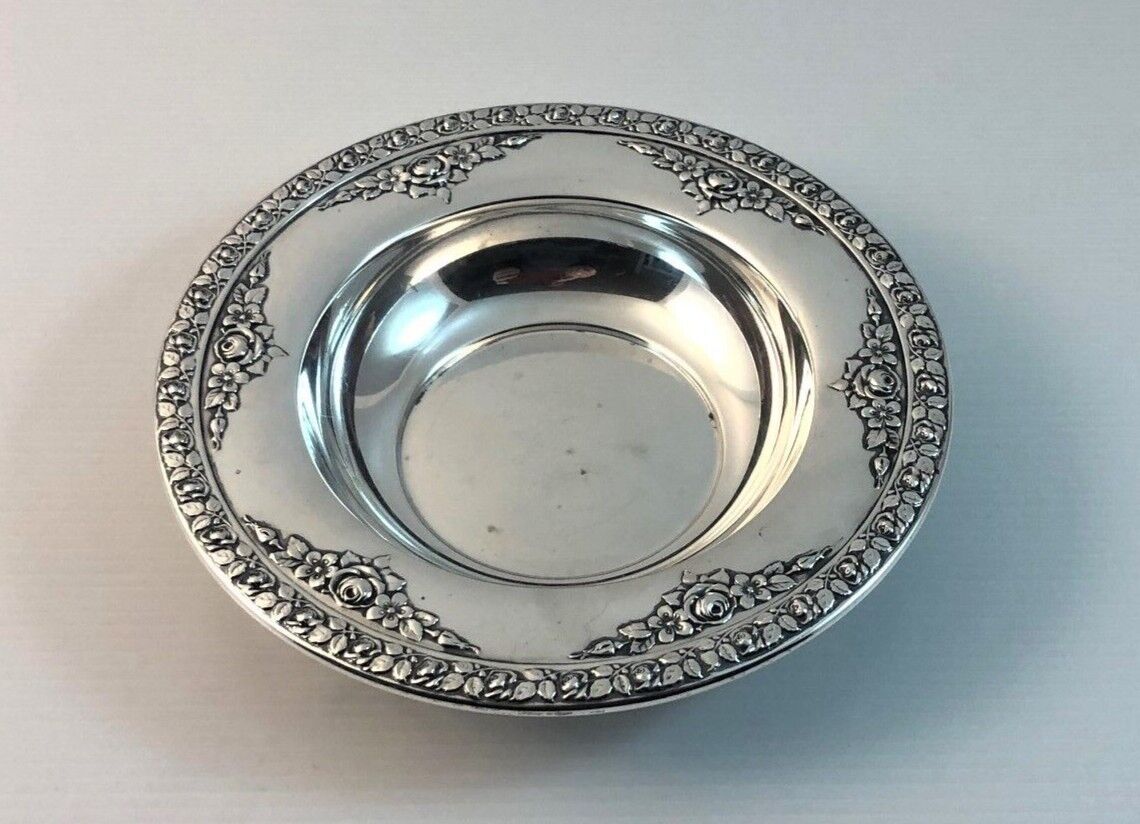 Wallace Sterling Silver Dish 4308-9 Normandie 6.5" Diameter 135g