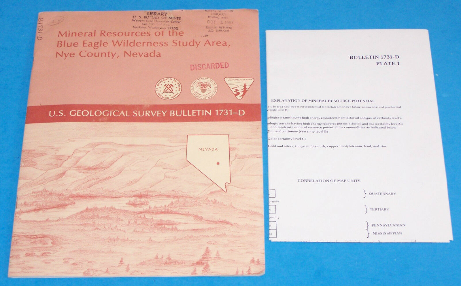 1986 Usgs Bulletin 1731d - Mineral Resources - Blue Eagle, Nye County, Nevada