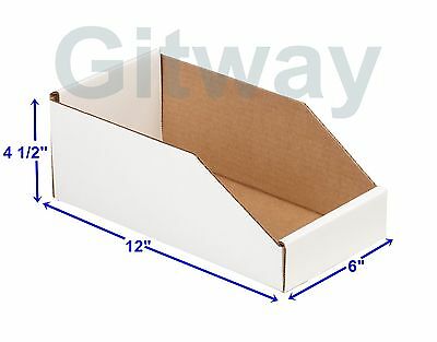 50- 6" X 12" X 4 1/2" Corrugated Cardboard Open Top Storage Parts Bin Bins Boxes