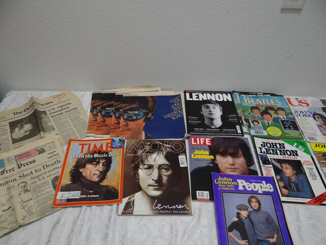 John Lennon Life Death Lot Of 16 Magazine Detroit Newspapers 1980