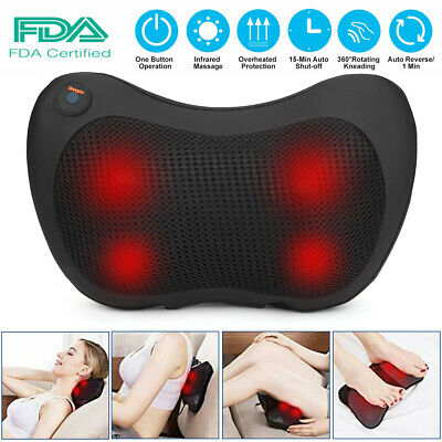 Shiatsu Shoulder Neck And Back Massager Pillow With Heat Deep Kneading Cushion