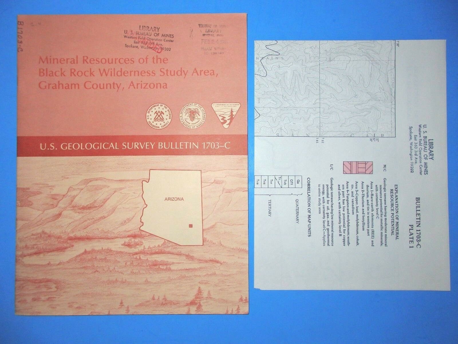 1987 Usgs Bull. 1703-c, Mineral Resources Black Rock Wild. Area, Graham Cty, Az.