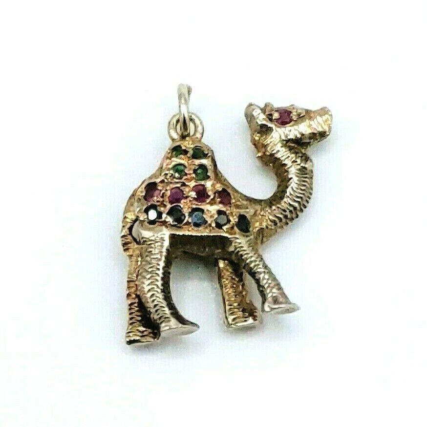 Vintage Camel Charm For Necklace Or Bracelet Multi Color Rhinestones Cute