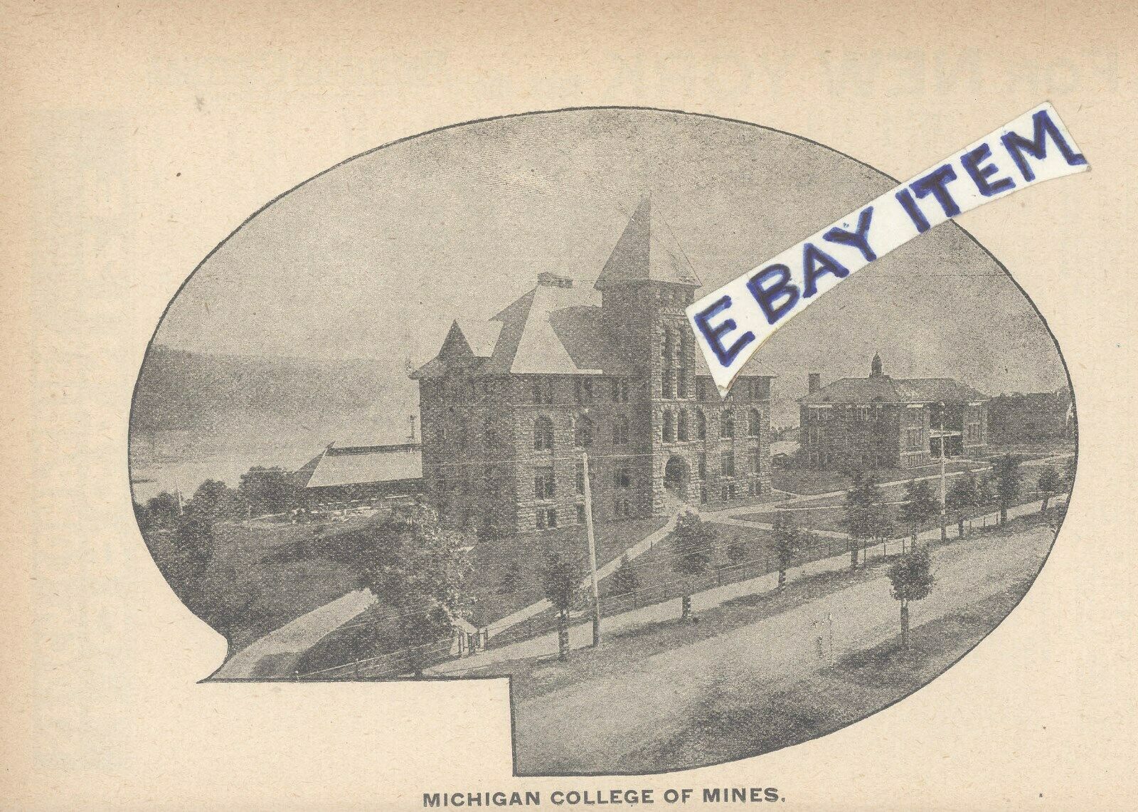Orig Printed Matter From1899 Houghton Michigan College Of Mines School Of Mining
