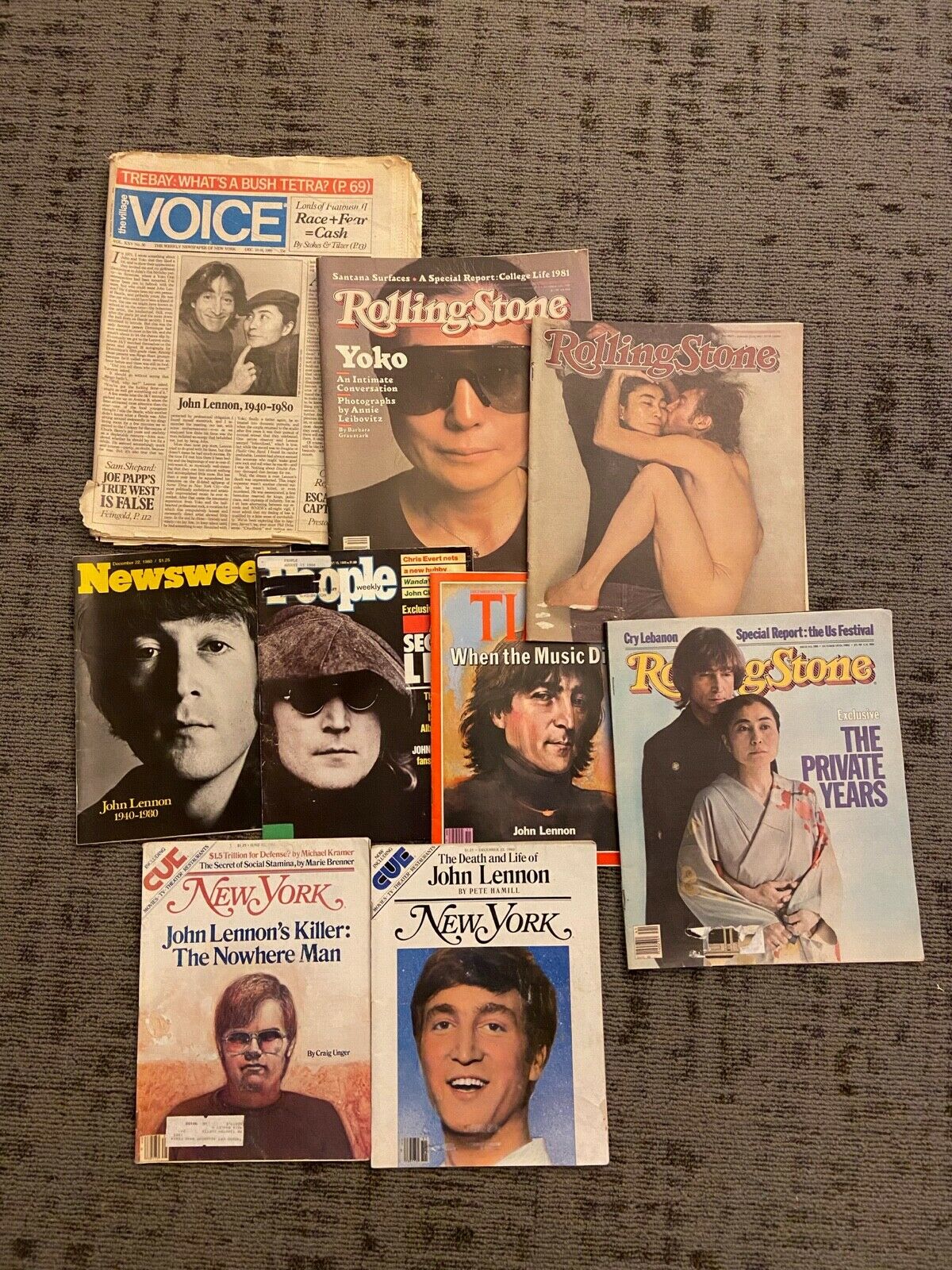 John Lennon Yoko Ono Magazine Newspaper Collection Beatles Rolling Stone Time