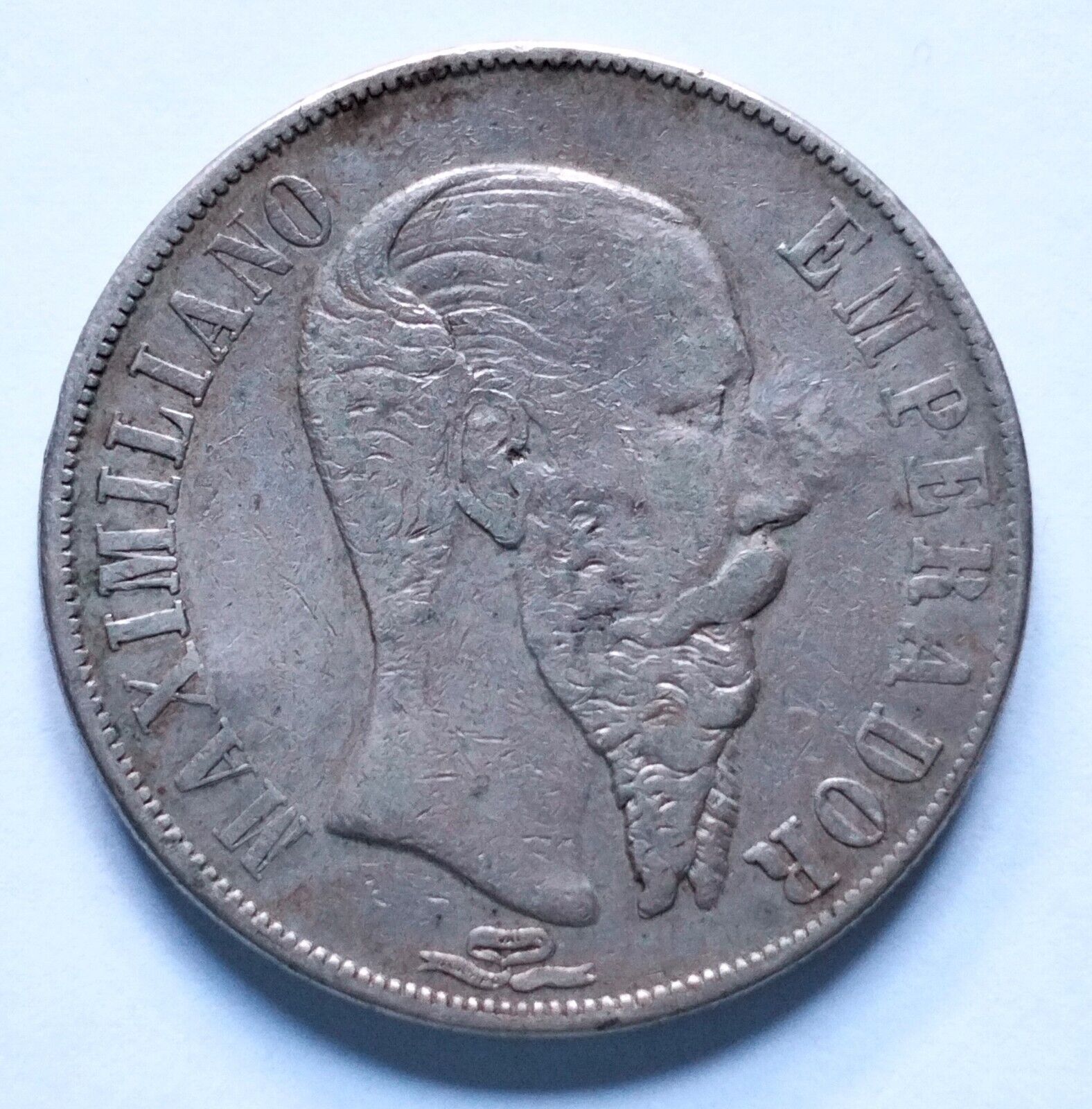 Mexico 1 Peso 1866 Silver Coin Empire Of Maximilian With Chopmarks