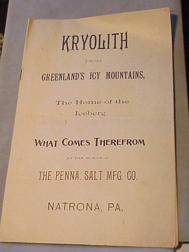 Penn Salt Co C1910 Kryolith Mining Booklet Greenland