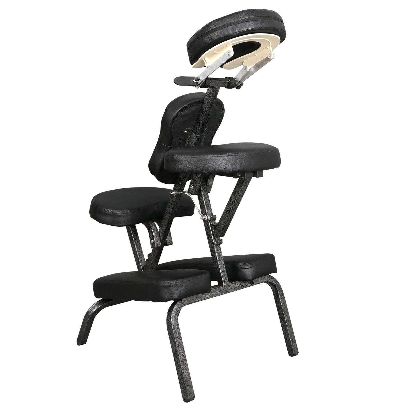 Portable Adjustable Massage Chair Spa Salon Massage Tattoo Pu Leather Black