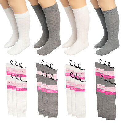 6 Pairs Mod & Tone Little Girls Knee High Socks Kids Uniform Cotton Long Sock