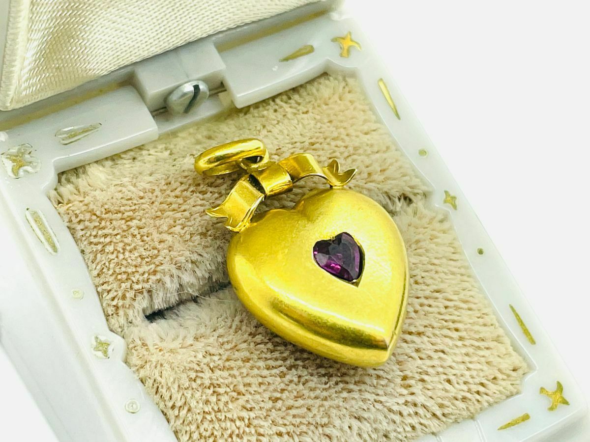 Edwardian Antique 15ct Gold Natural Ruby Puffy Heart Pendant