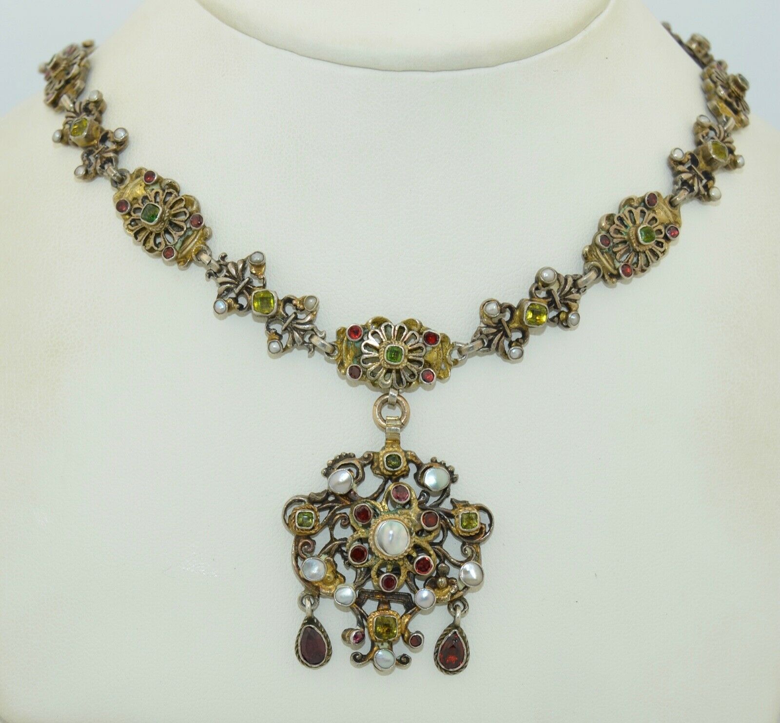 Fabulous Austro-hungarian Emerald Sapphire Garnet Necklace (not Paste)
