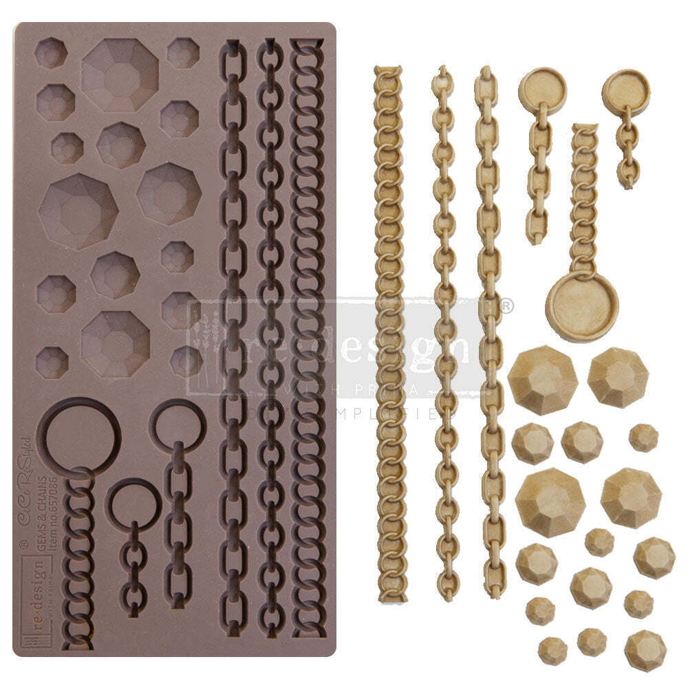 Gems & Chains - Cece - Silicone Decor Mould By Redesign With Prima! New Release!