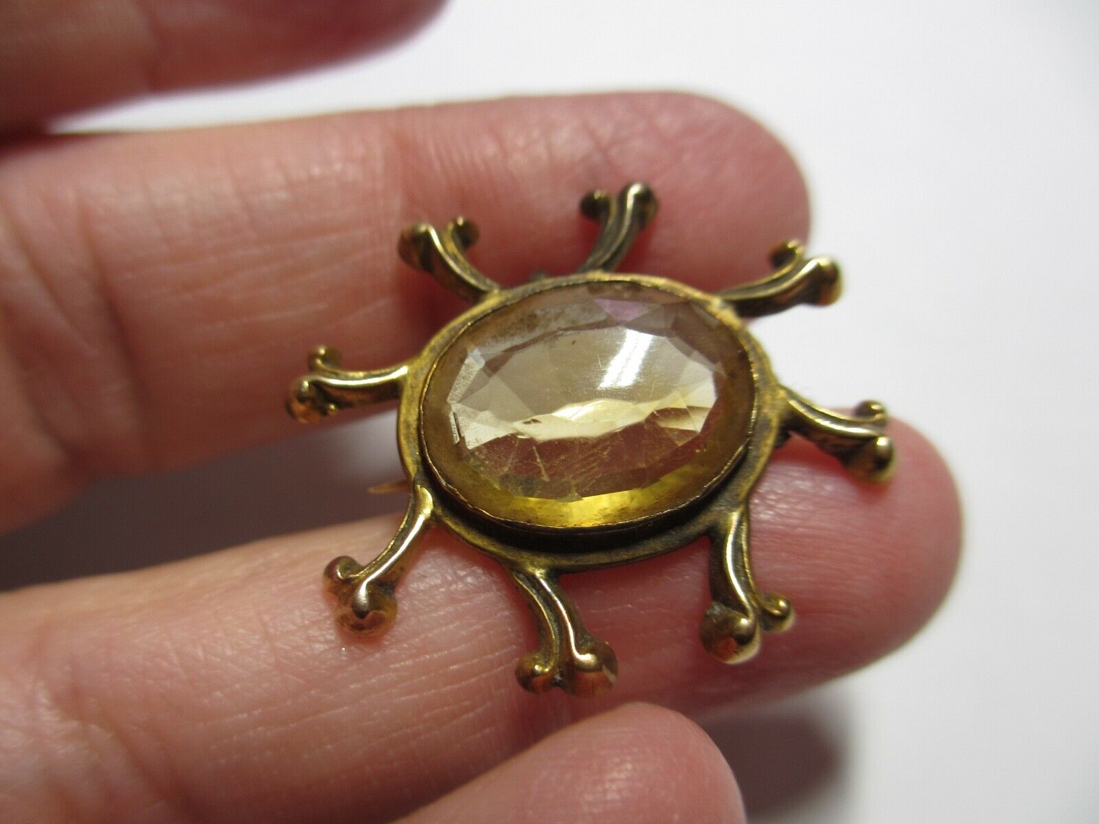 Beautiful Vtg Victorian 10k Yg Faceted Citrine Pin/pendant-stunning Pc-no Res!
