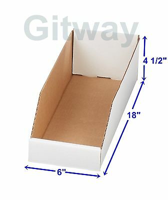 50- 6" X 18" X 4 1/2" Corrugated Cardboard Open Top Storage Parts Bin Bins Boxes