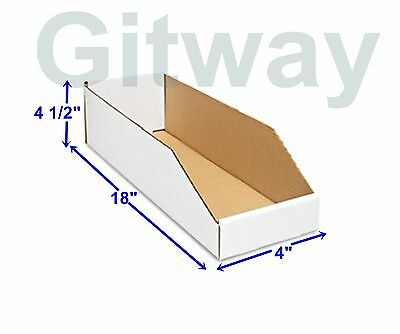 50- 4" X 18" X 4 1/2" Corrugated Cardboard Open Top Storage Parts Bin Bins Boxes